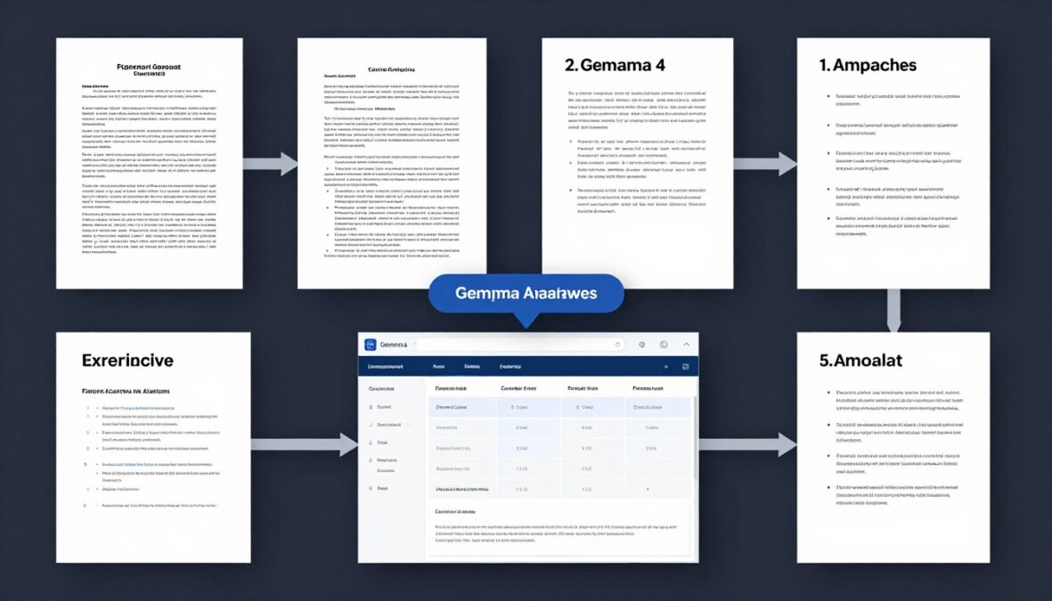 Document analysis workflow showing contract review and summarization