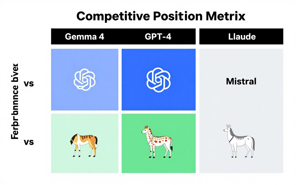 Market positioning diagram showing Gemma 4 among competitors