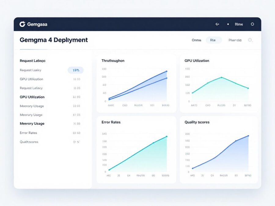 Monitoring dashboard showing Gemma 4 performance metrics