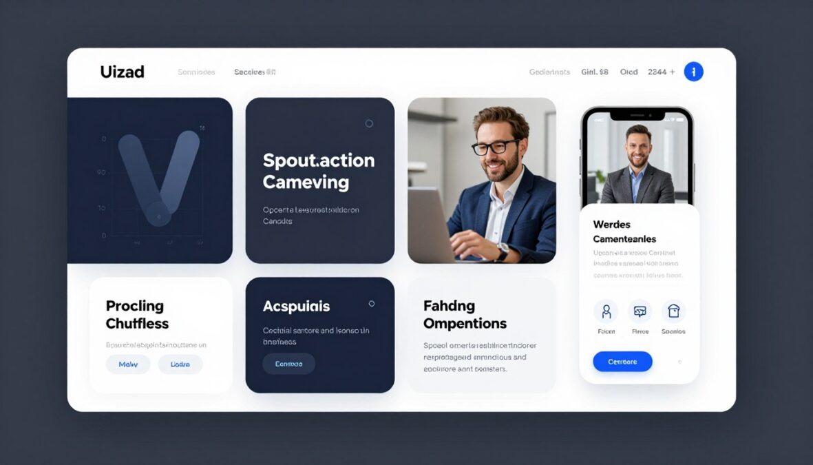 Professional pitch deck featuring Uizard mockups