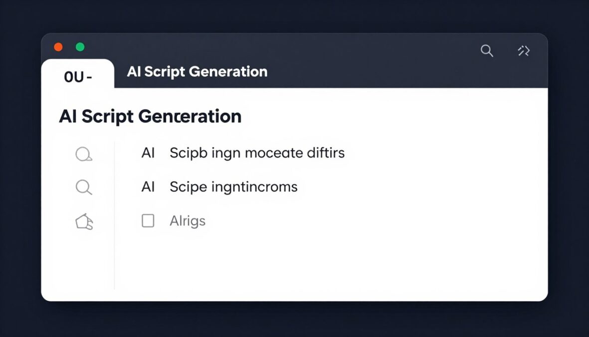 AI script writing interface with text generation