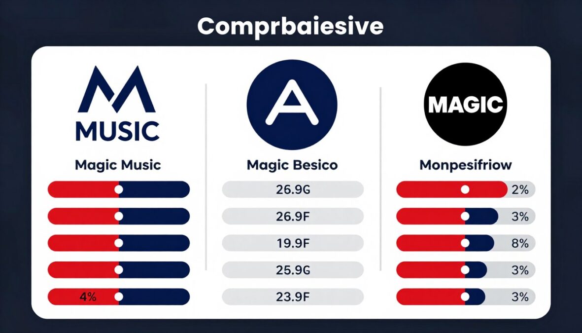 Comparison chart showing Magic Music alongside competing AI music tools