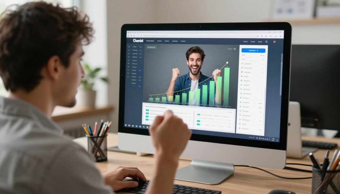 Content creator celebrating channel growth milestones