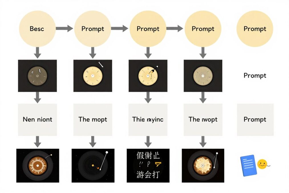Iterative refinement process showing prompt evolution and results
