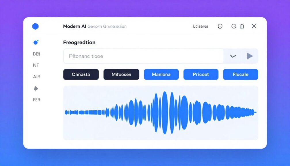 Magic Music AI Tool interface showing song generation dashboard with text prompt input and audio waveform