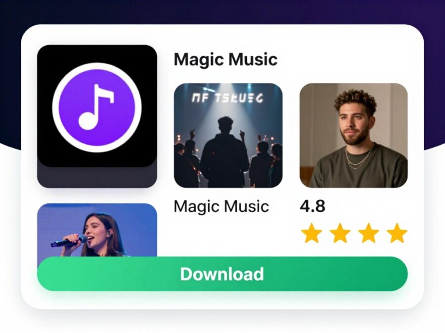 Magic Music app download screen showing app store listing