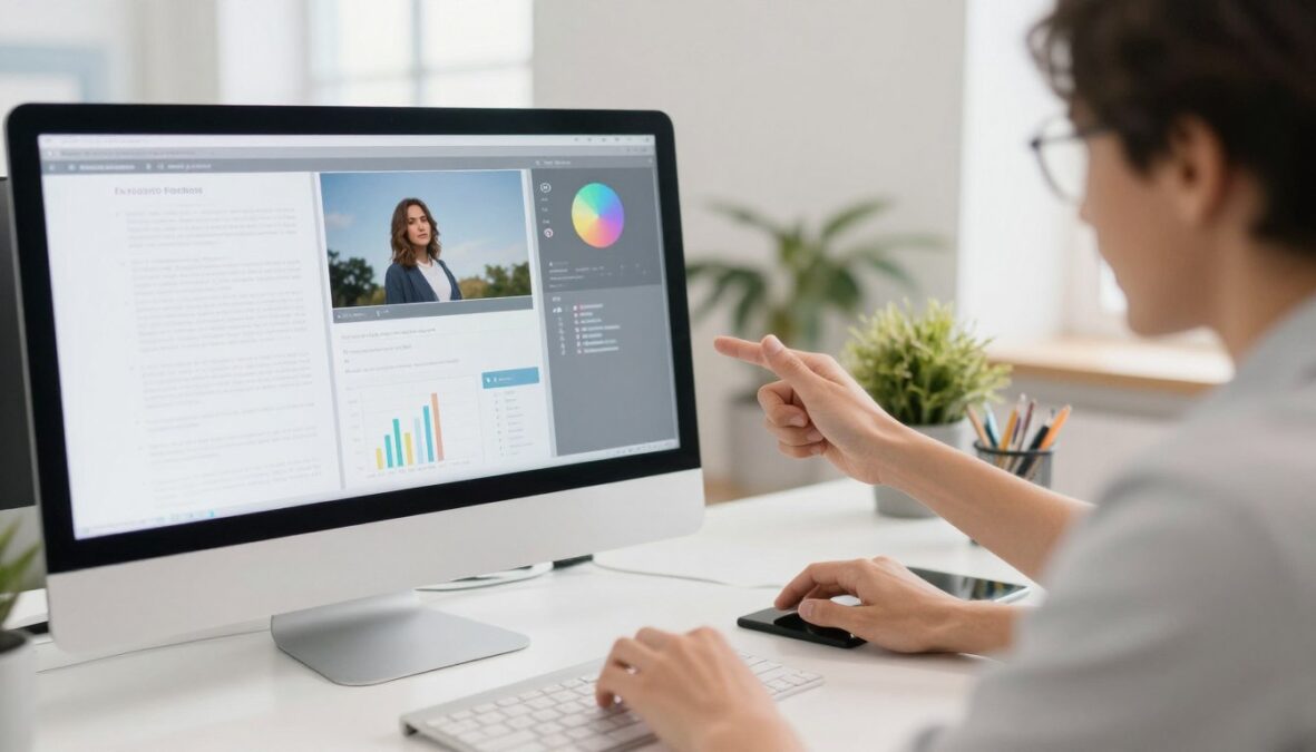 Person starting new creative project on computer