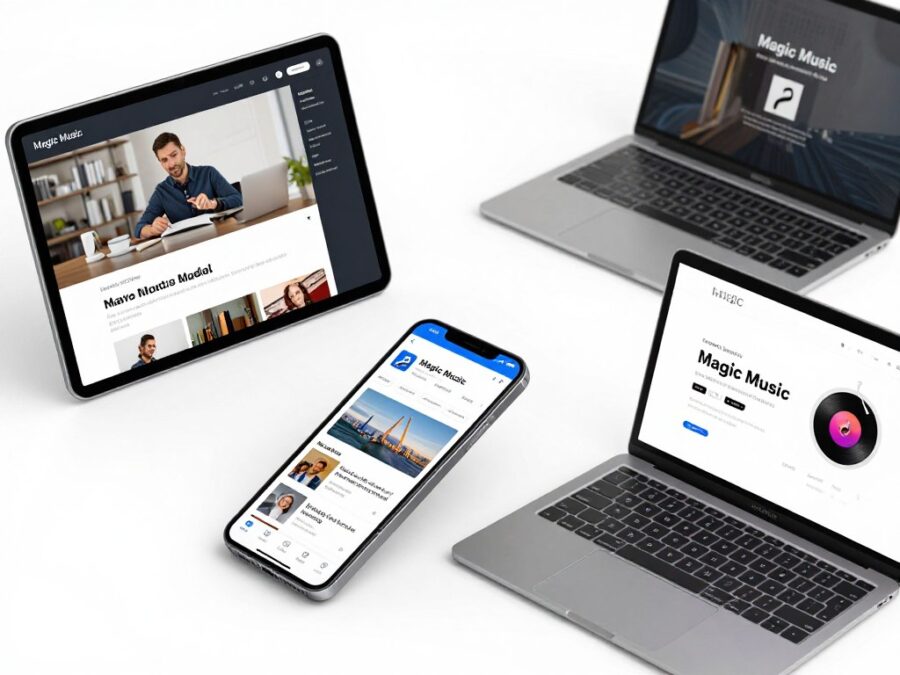 Small business marketing materials featuring custom AI-generated music