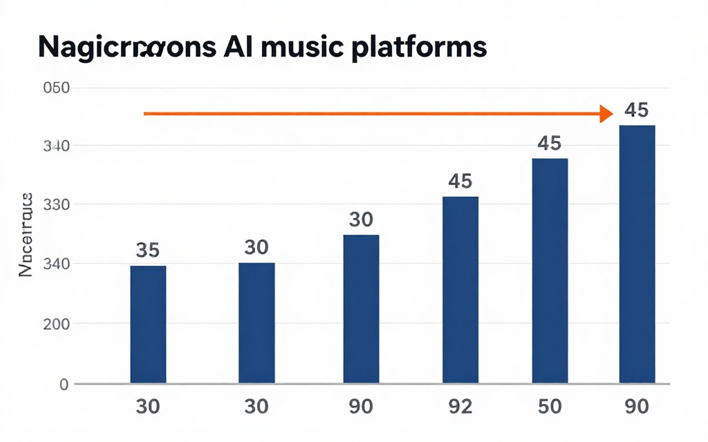 Speed comparison chart showing Magic Music generation time versus alternatives