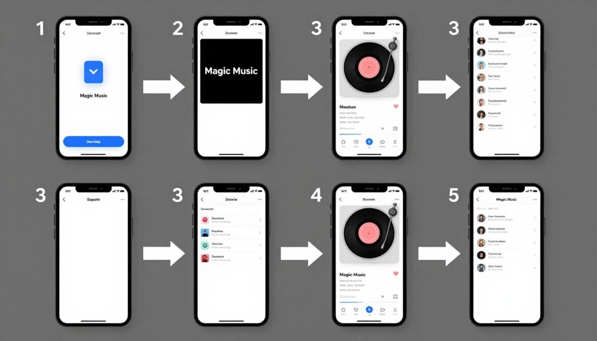 Step-by-step tutorial showing Magic Music AI Tool usage from installation to song creation