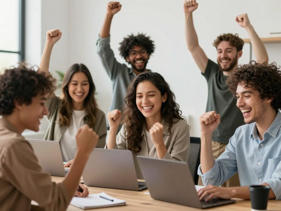 Successful content creators achieving goals